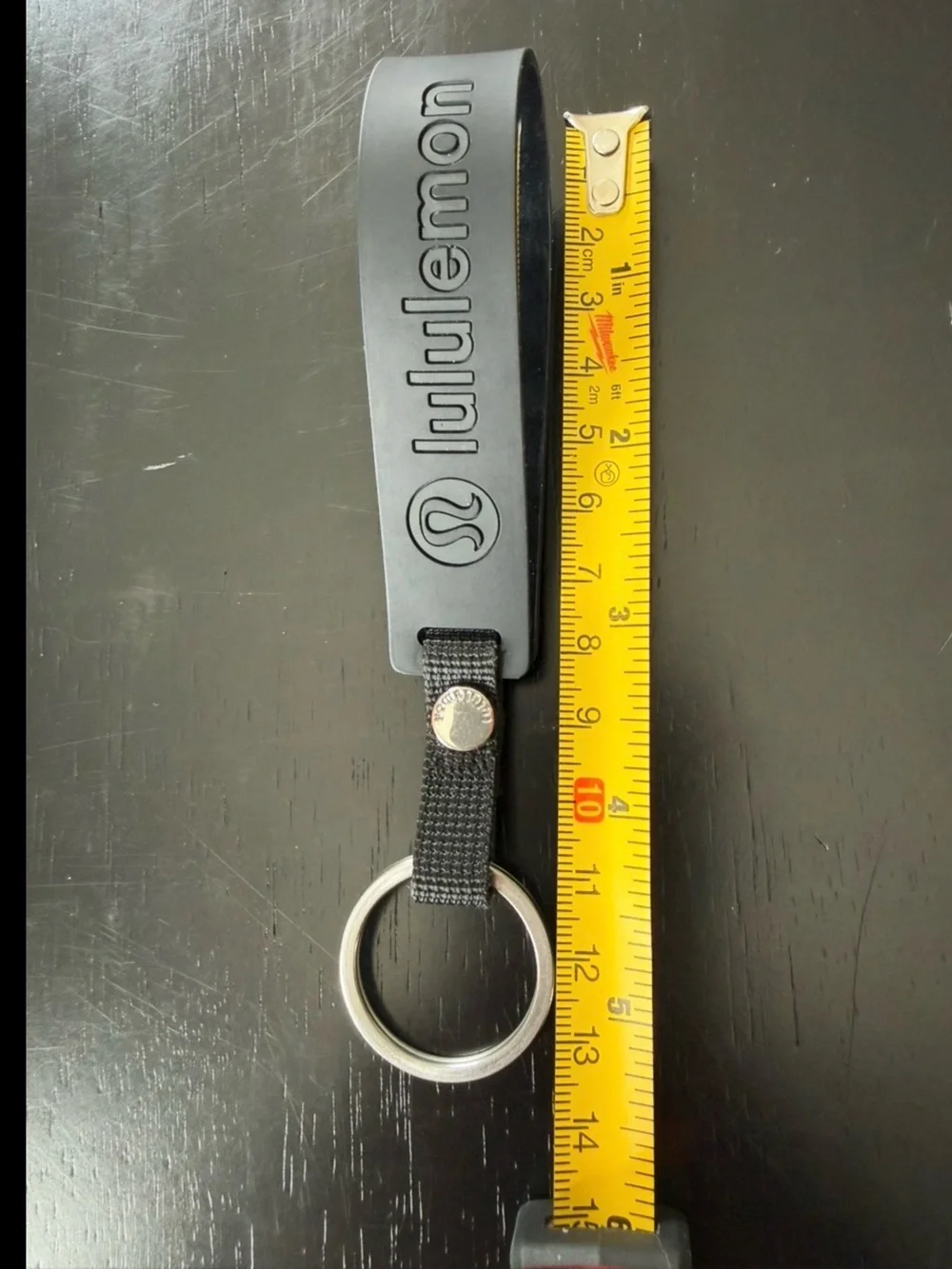 lululemon athletica Black Silicone Loop Keyring with Silver Ring